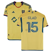 Justen Glad Real Salt Lake Autographed Match-Used #15 Gold adidas Jersey from the 2024 MLS Season - Size M