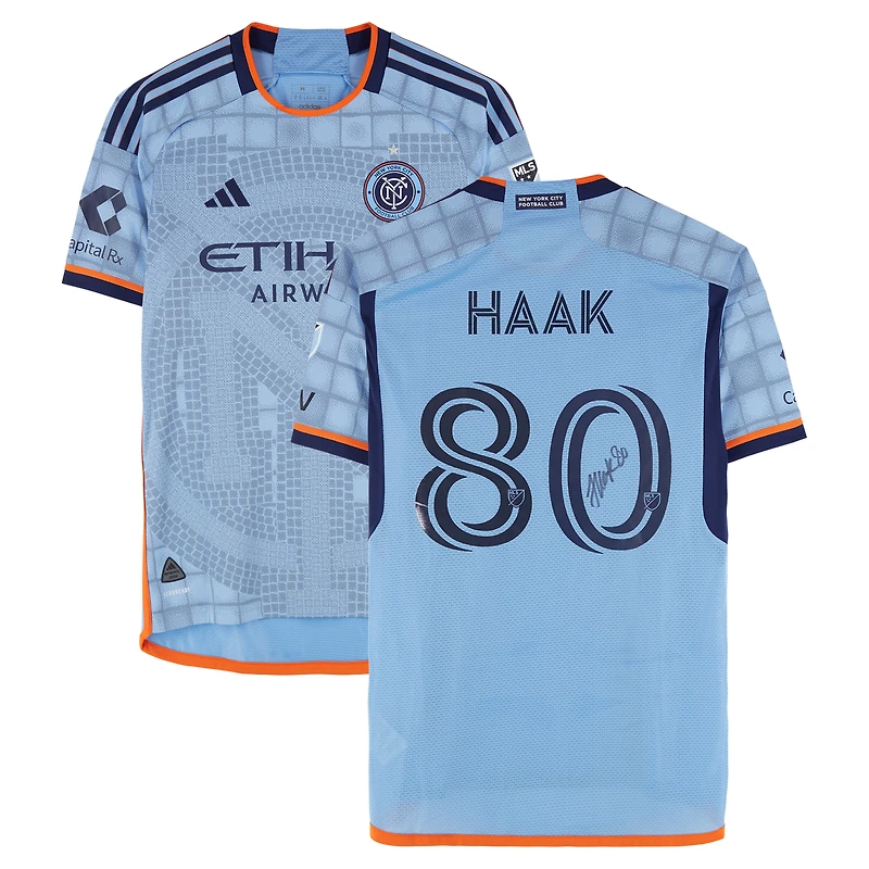 Justin Haak New York City FC Autographed Match-Used #80 Sky Blue adidas Jersey from the 2024 MLS Season - Size M