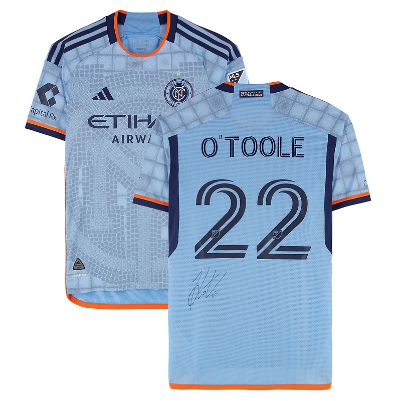 Kevin O'Toole New York City FC Autographed Match-Used #22 Sky Blue adidas Jersey from the 2024 MLS Season - Size S