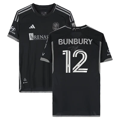 Teal Bunbury Nashville SC Autographed Match-Used #12 Black adidas Jersey from the 2024 MLS Season - Size L