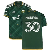 Santiago Moreno Portland Timbers Autographed Match-Used #30 Green adidas Jersey from the 2024 MLS Season - Size S