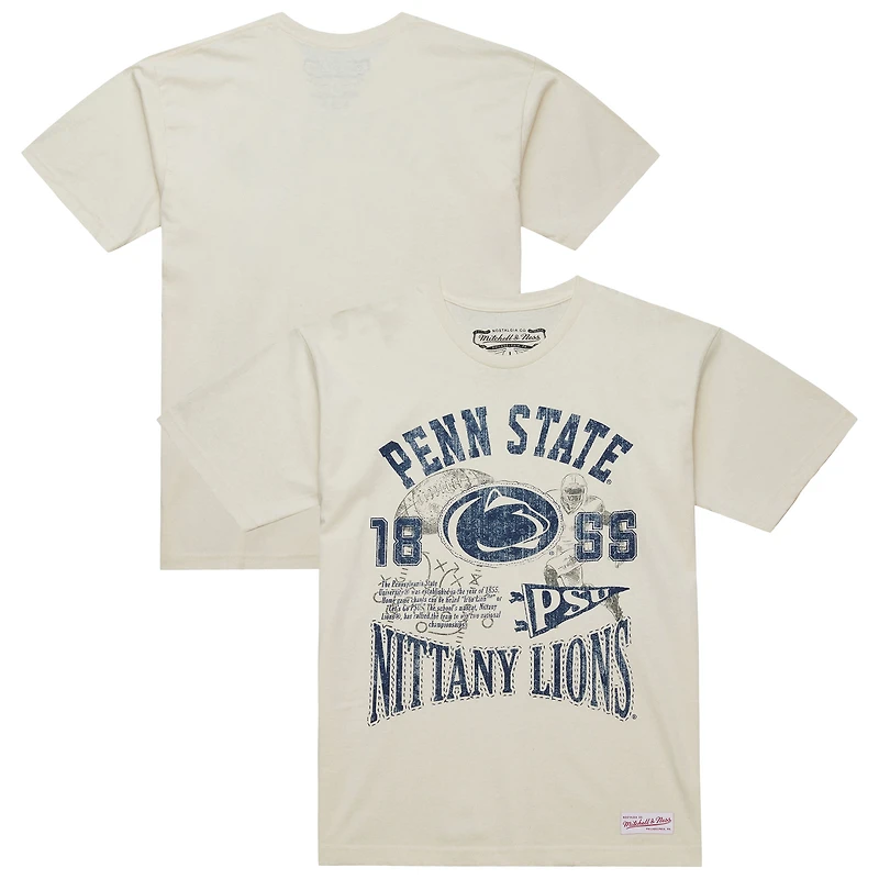 Men's Mitchell & Ness  Cream Penn State Nittany Lions Heritage Scholar T-Shirt