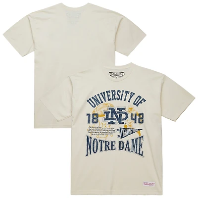 Men's Mitchell & Ness  Cream Notre Dame Fighting Irish Heritage Scholar T-Shirt