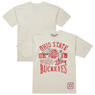 Men's Mitchell & Ness  Cream Ohio State Buckeyes Heritage Scholar T-Shirt