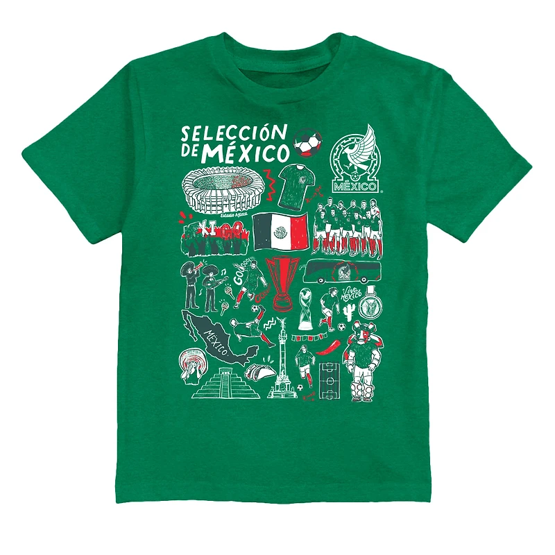 Youth Vive La Fete  Green Mexico National Team Impressions Artwork T-Shirt