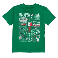 Youth Vive La Fete  Green Mexico National Team Impressions Artwork T-Shirt