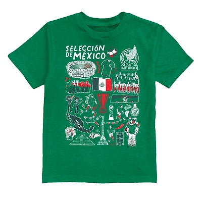 Youth Vive La Fete Green Mexico National Team Impressions Artwork T-Shirt