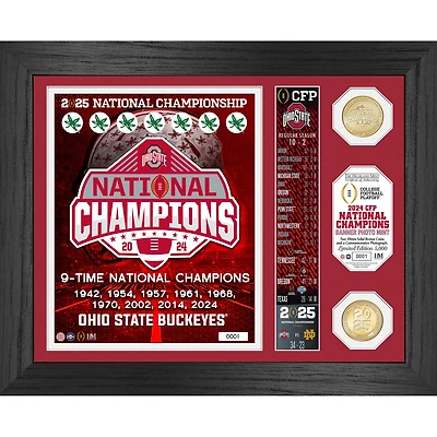 Highland Mint Ohio State Buckeyes Nine-Time Football National Champions 13" x 16" Banner Bronze Coin Photo Mint