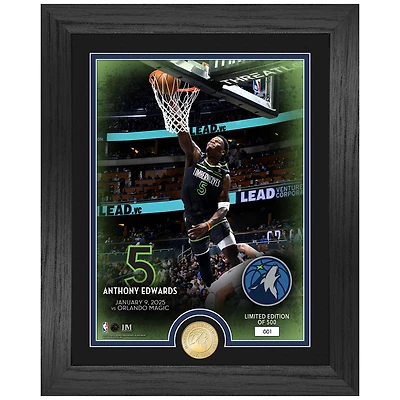 Highland Mint Anthony Edwards Minnesota Timberwolves 13'' x 16'' Grand Dunk Bronze Coin Photo Mint