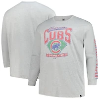 Men's '47  Gray Chicago Cubs Big & Tall Distressed Franklin Long Sleeve T-Shirt