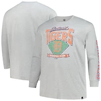 Men's '47  Gray Detroit Tigers Big & Tall Distressed Franklin Long Sleeve T-Shirt