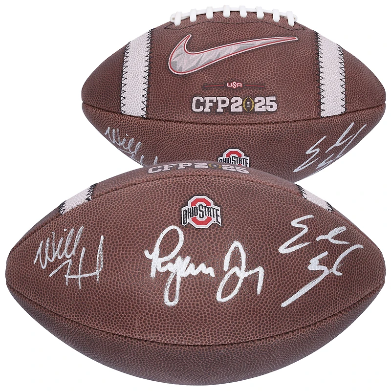 Ryan Day, Will Howard & Emeka Egbuka Ohio State Buckeyes Autographed 2024 College Football Playoff National Champions Nike CFP Football