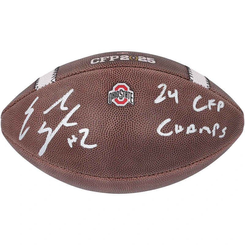Emeka Egbuka Ohio State Buckeyes Autographed 2024 College Football Playoff National Champions Nike CFP Football with "24 CFP Champs" Inscription