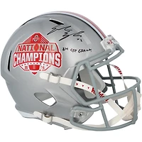 Emeka Egbuka Ohio State Buckeyes Autographed 2024 College Football Playoff National Champions Logo Riddell Speed Replica Helmet with "24 CFP Champs" Inscription