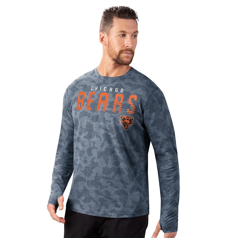 Men's MSX by Michael Strahan Navy Chicago Bears Performance Camo Long Sleeve T-Shirt