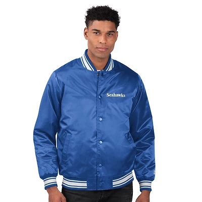 Men's Starter  Royal Seattle Seahawks Locker Room Satin Full-Snap Varsity Jacket