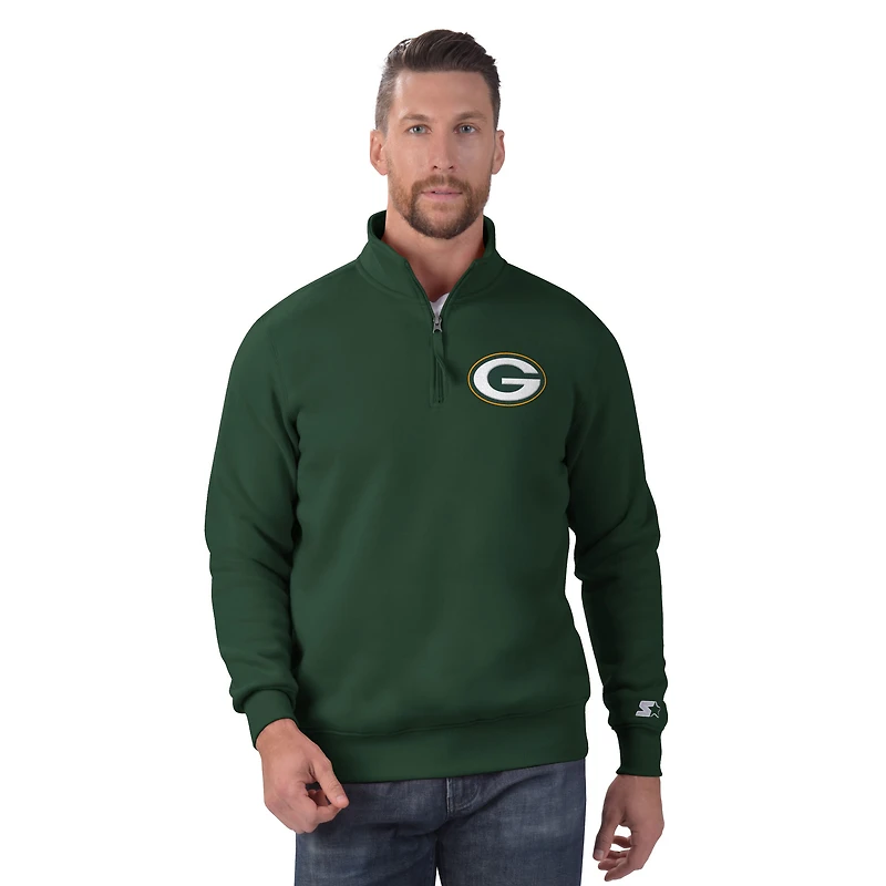 Men's Starter Green Green Bay Packers Classic Quarter-Zip Pullover Sweatshirt