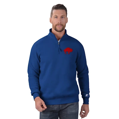 Men's Starter Royal Buffalo Bills Classic Quarter-Zip Pullover Sweatshirt