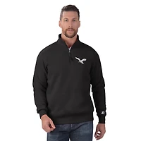 Men's Starter Black Philadelphia Eagles Classic Quarter-Zip Pullover Sweatshirt