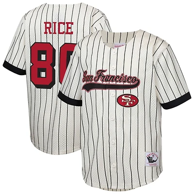 Youth Mitchell & Ness Jerry Rice Cream San Francisco 49ers Retired Player Name Number Baseball Jersey