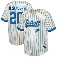 Youth Mitchell & Ness Barry Sanders Cream Detroit Lions Retired Player Name Number Baseball Jersey