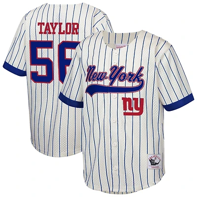 Youth Mitchell & Ness Lawrence Taylor Cream New York Giants Retired Player Name Number Baseball Jersey