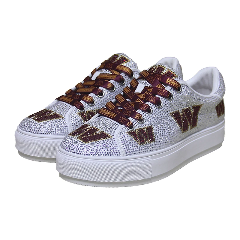 Women's Cuce White Washington Commanders Crystal Team Logo Sneakers