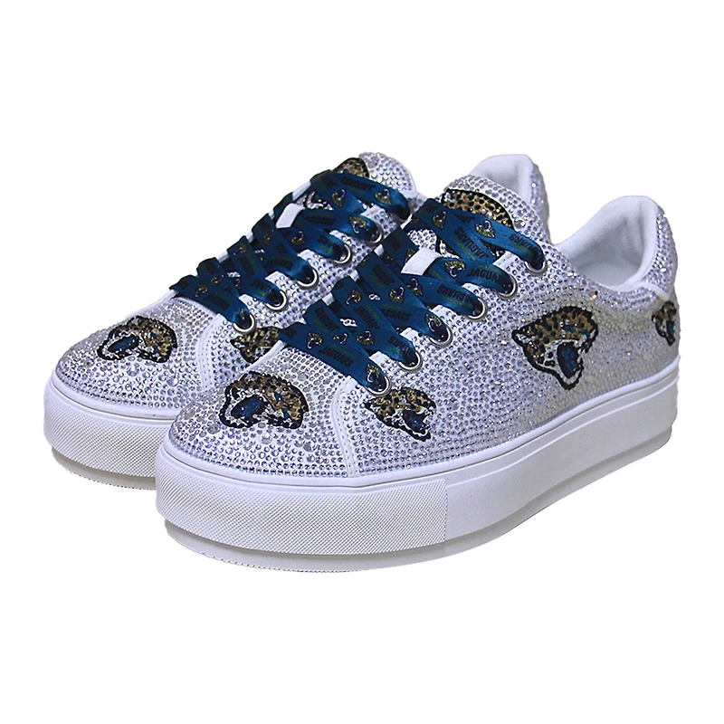Women's Cuce White Jacksonville Jaguars Crystal Team Logo Sneakers