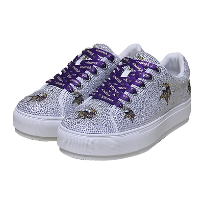 Women's Cuce White Minnesota Vikings Crystal Team Logo Sneakers