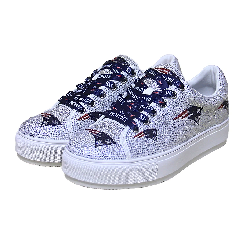 Women's Cuce White New England Patriots Crystal Team Logo Sneakers
