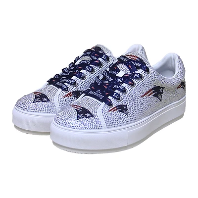 Women's Cuce White New England Patriots Crystal Team Logo Sneakers