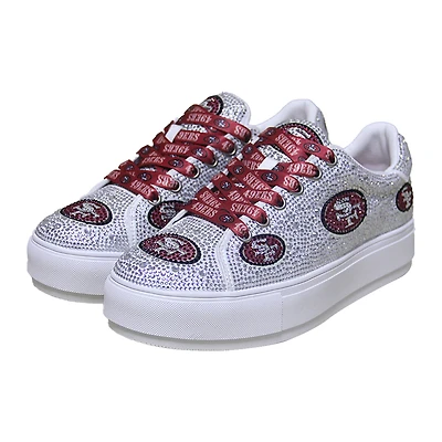 Women's Cuce White San Francisco 49ers Crystal Team Logo Sneakers