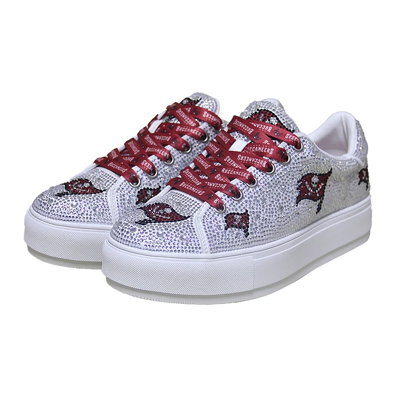 Women's Cuce White Tampa Bay Buccaneers Crystal Team Logo Sneakers