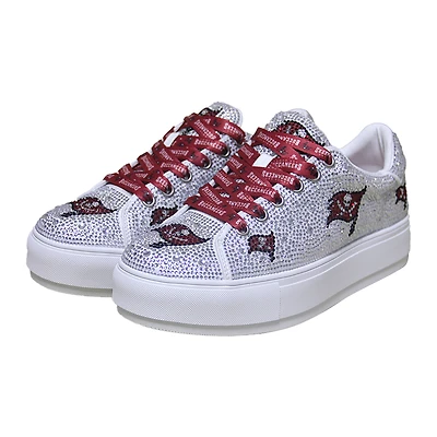 Women's Cuce White Tampa Bay Buccaneers Crystal Team Logo Sneakers