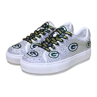 Women's Cuce White Green Bay Packers Crystal Team Logo Sneakers