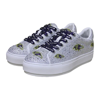 Women's Cuce White Baltimore Ravens Crystal Team Logo Sneakers