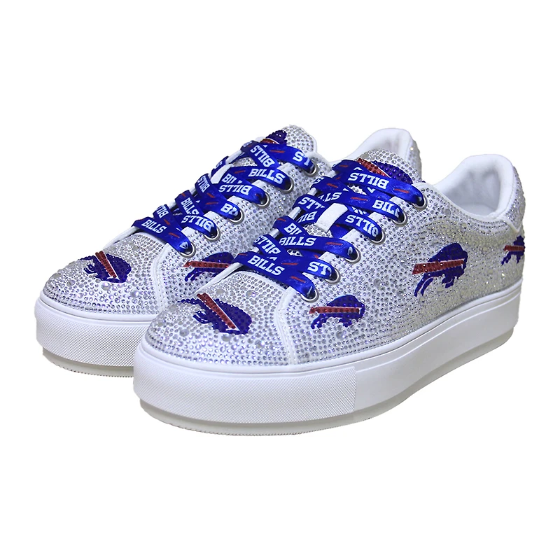 Women's Cuce White Buffalo Bills Crystal Team Logo Sneakers