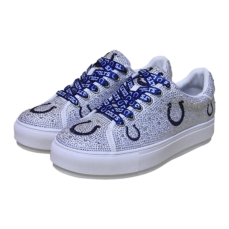 Women's Cuce White Indianapolis Colts Crystal Team Logo Sneakers