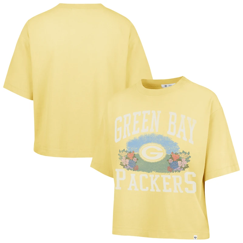 Women's '47  Yellow Green Bay Packers Florentina Montauk Cropped T-Shirt