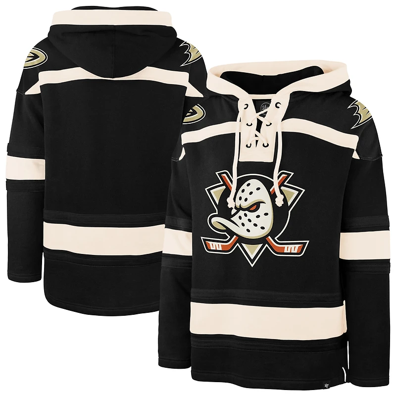 Men's '47  Black Anaheim Ducks Superior Lacer Hoodie