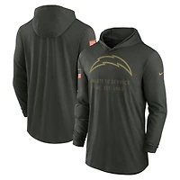 Men's Nike Forest Green Los Angeles Chargers 2025 Salute to Service Sideline Dri-FIT Lightweight Hooded Pullover