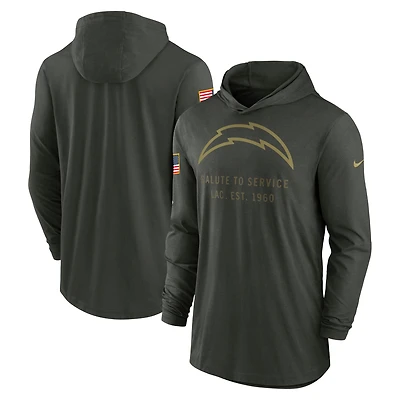 Men's Nike Forest Green Los Angeles Chargers 2025 Salute to Service Sideline Dri-FIT Lightweight Hooded Pullover