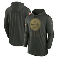 Men's Nike Forest Green Pittsburgh Steelers 2025 Salute to Service Sideline Dri-FIT Lightweight Hooded Pullover