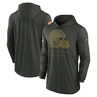 Men's Nike Forest Green Cleveland Browns 2025 Salute to Service Sideline Dri-FIT Lightweight Hooded Pullover