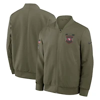 Men's Nike Olive San Francisco 49ers 2025 Salute to Service Sideline Full-Zip Bomber Jacket