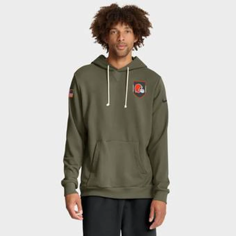 Men's Nike Olive Cleveland Browns 2025 Salute to Service Sideline Standard Issue Dri-FIT Hoodie