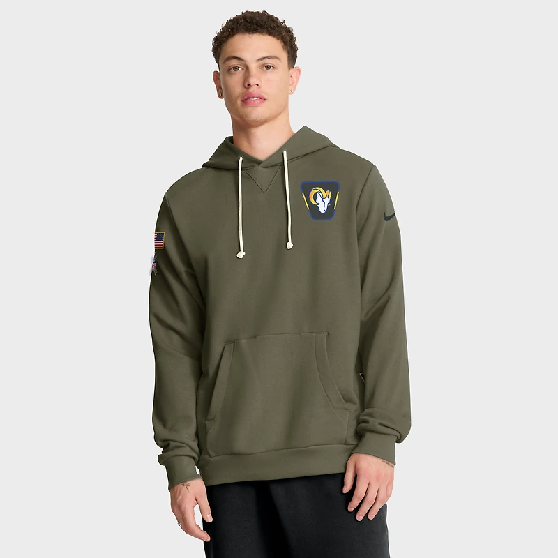 Men's Nike Olive Los Angeles Rams 2025 Salute to Service Sideline Standard Issue Dri-FIT Hoodie