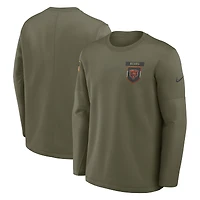 Men's Nike Olive Chicago Bears 2025 Salute to Service Sideline Coaches Therma-FIT Long Sleeve Shirt