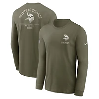 Men's Nike Olive Minnesota Vikings 2025 Salute to Service Sideline Long Sleeve T-Shirt