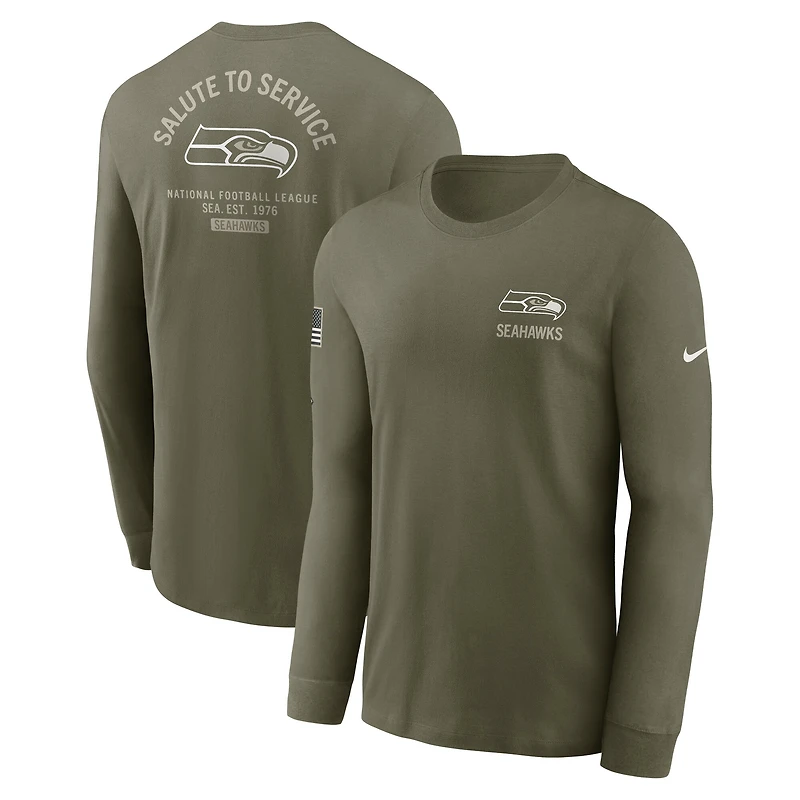 Men's Nike Olive Seattle Seahawks 2025 Salute to Service Sideline Long Sleeve T-Shirt